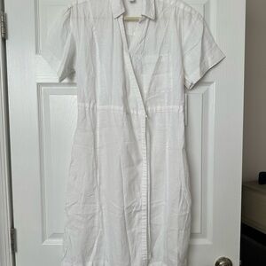 Athleta White Casual Midi Sundress with Notched Collar